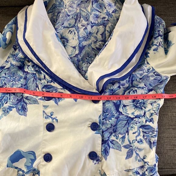 Vintage Sunshine Starshine 80s Toile Porcelain chinoiserie  dress button front - Picture 6 of 11